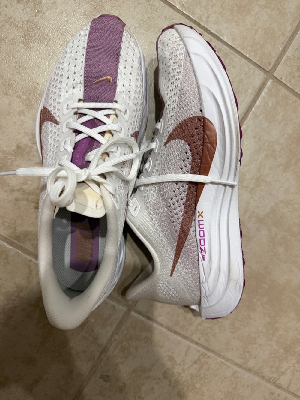 Nike Women’s Athletic Shoes - White with Mauve and Copper Accents